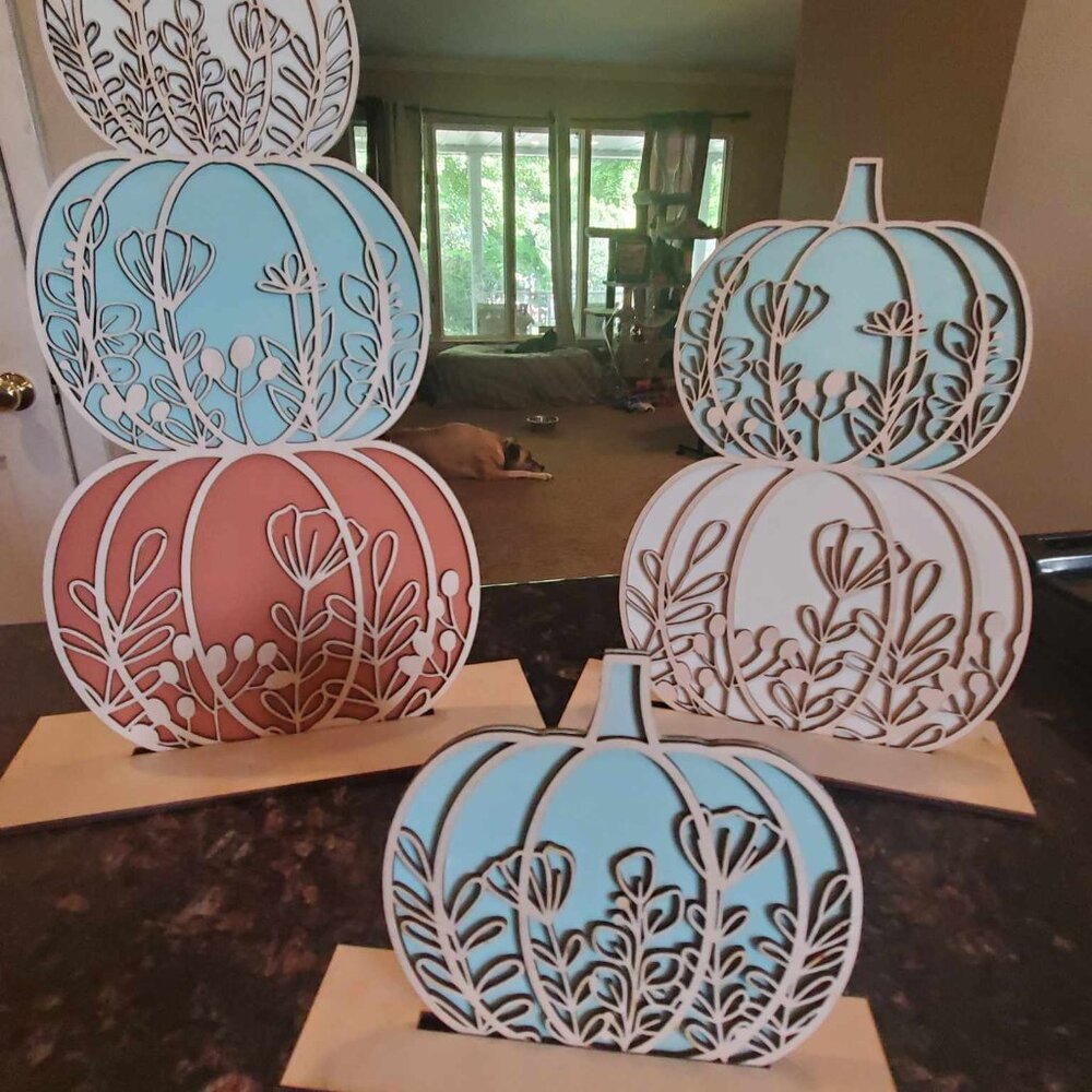 Stacked Floral Pumpkin Decor